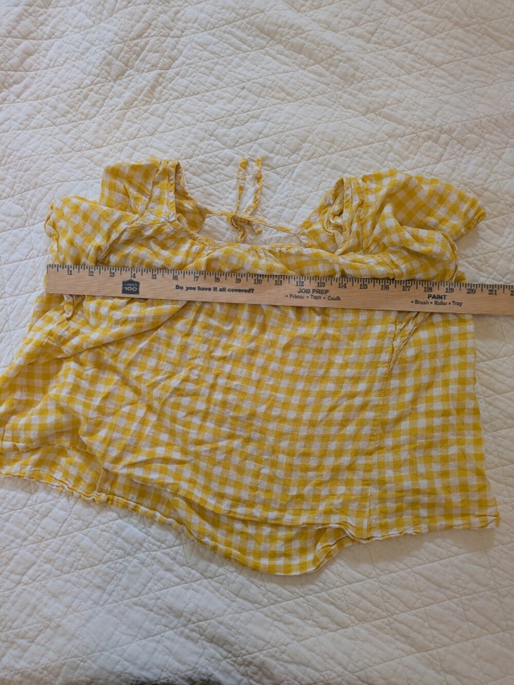 Old Navy Yellow Gingham Off-Shoulder Blouse - Picture 3 of 6